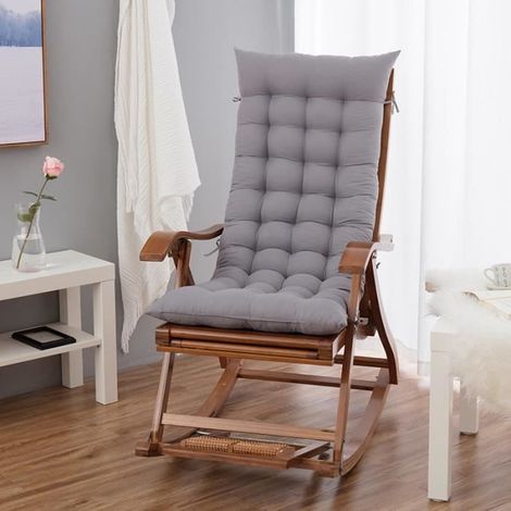 Coussin de Chaise Longue Bain de Soleil, Coussin transat Jardin Exterieur antidérapante avec Couvre-Chef,120 x 48cm,Gris (1/4)