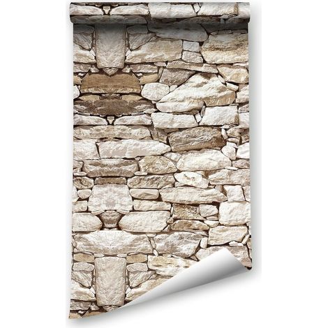 Rocher Auto-adhésif Papier Peint, 44,5x400CM Pierre de Brique Auto-adhésive Papier Peint en Vinyle étanche décoration Murale pour Murs Décoratifs (1/5)
