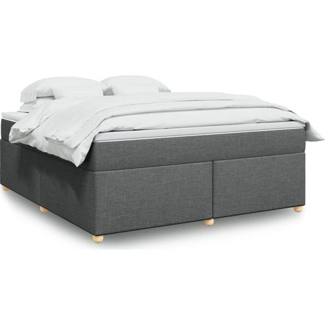 Boxspringbett mit Matratze Dunkelgrau 180x200 cm Stoff