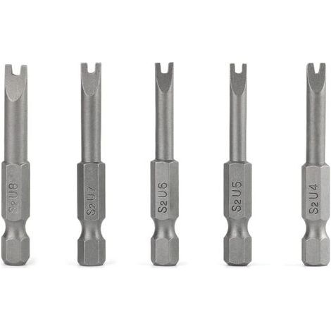 Embouts de tournevis en forme de U avec pointes magnétiques en acier allié S2, longueur 50 mm, entraînement hexagonal 1/4\ (1/4)