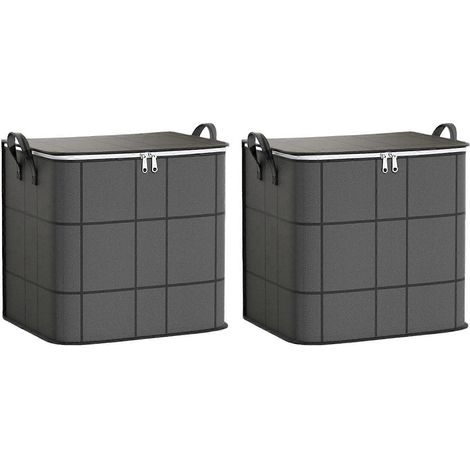 Très grand panier de rangement pliable – avec poignées et fermeture éclair – pour literie et vêtements – M (lot de 2) (1/5)