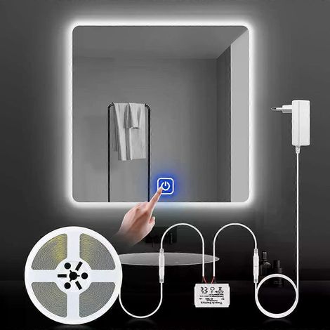 Bande lumineuse LED 12V pour miroir de maquillage de salle de bain, éclairage d'ambiance pour coiffeuse, intensité variable et capteur tactile - JXLGV (1/5)