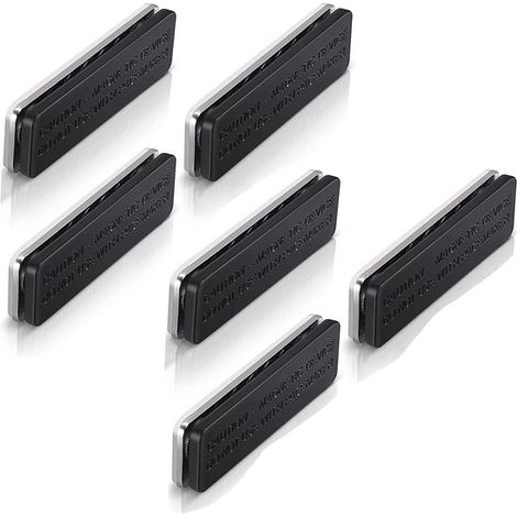 6 imanes adhesivos de doble cara, Soporte magnético para credenciales, Sujetador magnético para cortinas, carteles, obras de arte, Negro (1/5)