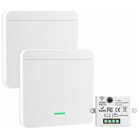 Wireless Switch 220V, Kit of Wireless Two-Way Switch for Lamp, Radio Light Switch Kit with Wall Remote Control, Receiver 1500W, Range 30m, Home Garage (1/5)