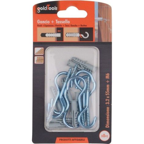 Trade Shop - 8er-Set Schrauben Hakenschraube 3,2x55 mm + Flügeldübel M6 90738 - (1/2)