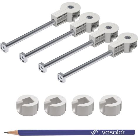 vasalat Arbeitsplattenverbinder Quick-Tech - 4x Plattenverbinder M8x150mm für Arbeitsplatte mit 25mm Mindeststärke + 4x Gegenstück