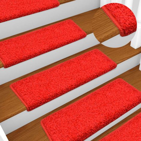 Lot de 10 Tapis d'escalier - Tapis de marche pour Enfants, Aînés et Animaux 65x25 cm Rouge BV753484 - BonneVie (1/5)