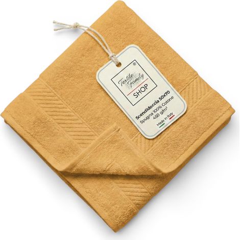 Scendidoccia Bagno Ocra 50x70 Spugna Cotone 450 g/m² - Tappetino Doccia Made in Italy