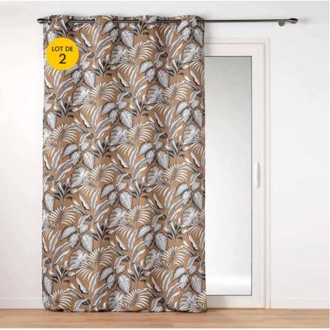 Lot de 2 Rideaux tamisant 140 x 260 cm polyester imprimé Cabana Camel (1/4)