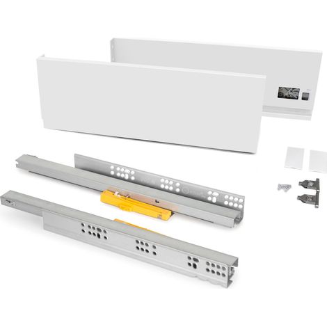 Emuca Cassetto esterno Vertex 131 mm con Push Syncro, 450, Verniciato bianco, Acciaio (1/5)