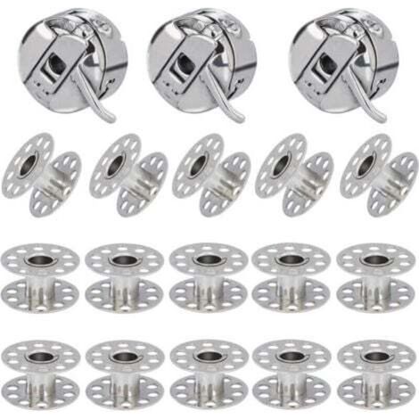 [NEVER USED] 3-Piece Bobbin Case for Sewing Machine, 15 Metal Bobbins, Compatible with Singer, Janome, Brother, and Standard Domestic Sewing Machines