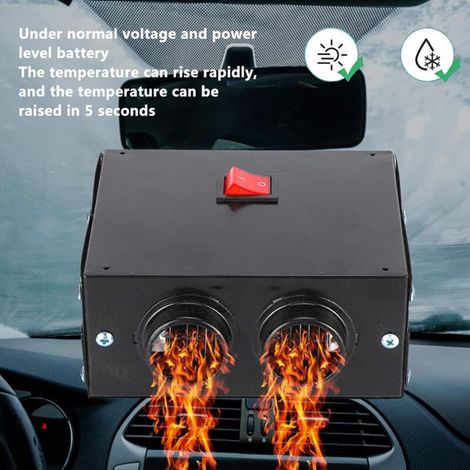 Noir chauffage de voiture, chauffage de voiture portable, désembueur portable ventilateur silencieux, chauffage rapide 600W (12V) (1/3)
