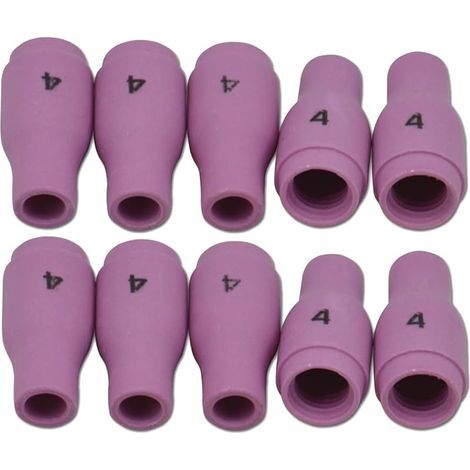Accessoires de Chalumeau de Soudure TIG - Cuves Céramiques de Buse en Alumine 13N08 4 Orifice de 6,5mm - Pour Soudure TIG PTA SR DB WP 9 17 18 20 25 26 - Pack de 10 (1/4)