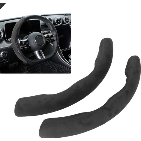 Housse de volant universelle avec protection de poignée pour Mercedes-Benz Classe C W204 (Suède) Noir (1/5)