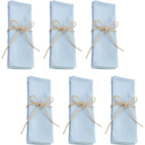 Serviette En Coton - 41 x 41 Cm - Ensemble De 6 Pièces - Finitions Bordées - Pour Mariage Fête Familiale Décoration De Table (1/5)