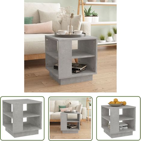 The Living Store Table basse gris béton 40x40x43 cm bois d'ingénierie - Table Basse - Table D'appoint - Mobilier De Salon - Table En Bois - Table Grise (1/5)