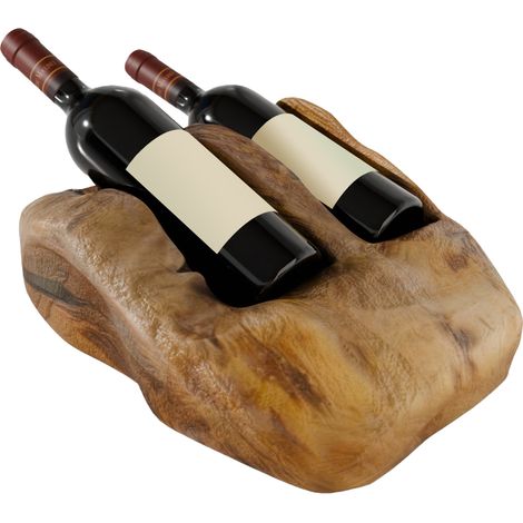 Botellero de vino de madera de abeto vintage con doble compartimento 30 x 33 x 18 cm (1/5)