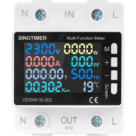 Compteur d'énergie multifonction SINOTIMER Smart Tuya WIFI 220V AC 60A avec contrôle de température N° WIFI6610-302 (1/5)