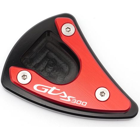 Béquille latérale (rouge) - Accessoire moto neuf - Rehausse et plaque de support latérale - Compatible avec Vespa GTS300 Super Sport et GTS 300 Maxpower (1/4)