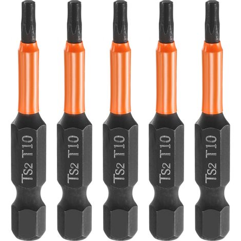 5Pcs Embout Tournevis Torx T10 1/4" Hex Shank Longueur 2" (50mm) (1/5)