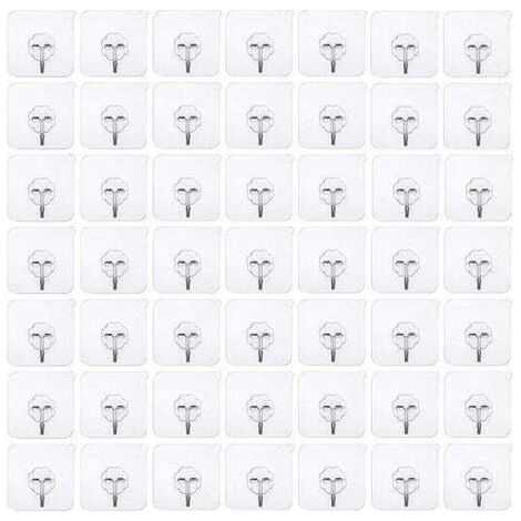 50 ganci adesivi senza foratura - Gancio autoadesivo senza foratura - Gancio da parete trasparente - Gancio adesivo trasparente - Gancio per porta impermeabile - Ideale per cucina/bagno (1/4)