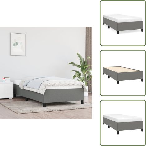 Cadre de lit sans matelas gris foncé 100x200 cm tissu - Cadre De Lit - Lit Double - Literie - Meuble Chambre - Sommier (1/5)