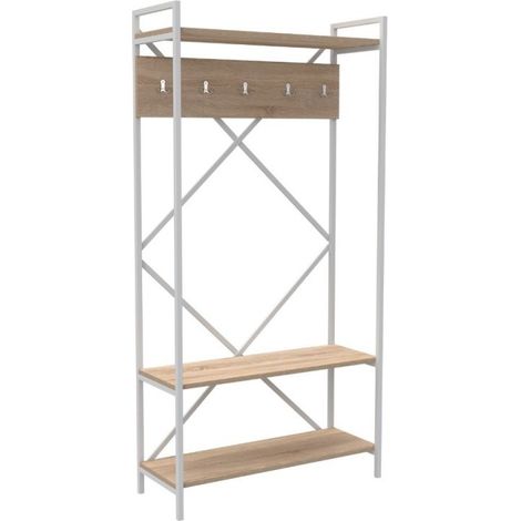 Scaffale ingresso metallo antracite appendiabiti Kety 90x35xh.180 cm (1/2)