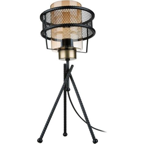 Lampada da tavolo Grande  in ferro intrecciato paralume vetro (1/5)