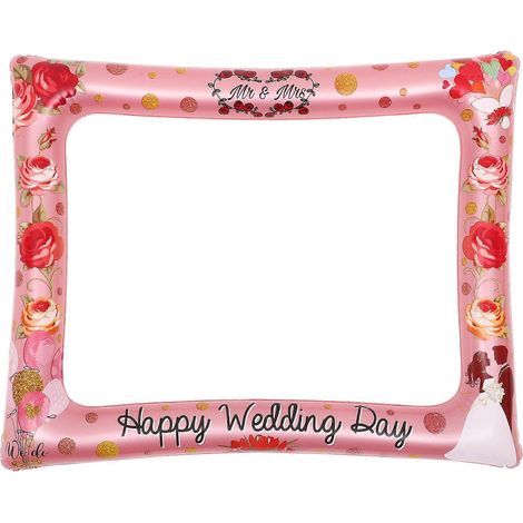 Cadres photo gonflables « Joyeux mariage » - Accessoires photo portables pour les invités du mariage-71.00X58.00X0.10CM (1/4)