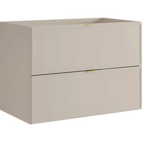 Mobile sotto lavabo sospeso con maniglie in metallo dorato Beige 80 cm - ONDIL (1/4)