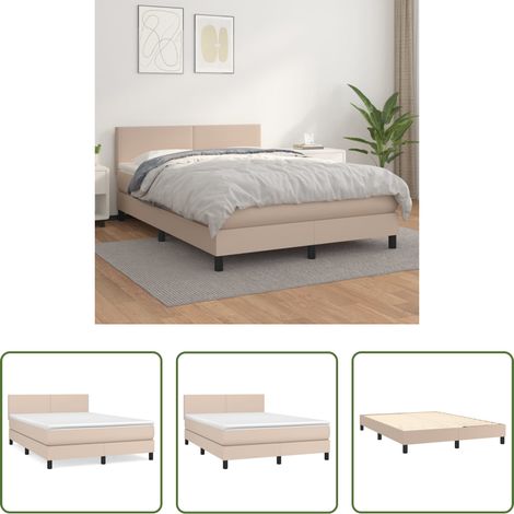 vidaXL Taschenfederkern Matratze - Boxspringbett Matratze Cappuccino-Braun 140x190cm Kunstleder (1/5)