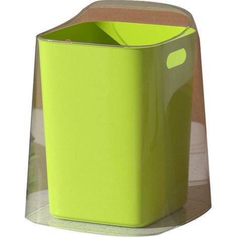 Poubelle de bureau sans couvercle Grand口径 Mini poubelle de table en plastique verte pour chambre salon (1/5)