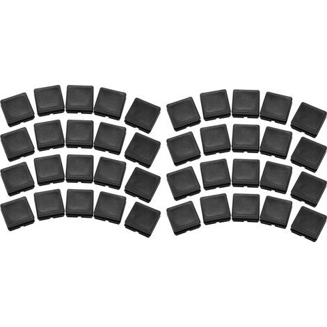 Convient pour les embouts de pieds de table et de chaise carrés, 25 mm x 25 mm, 40 pièces par paquet, noir. (1/4)