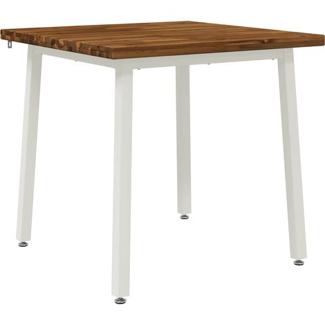 80 x 80 x 75 cm Madera de Acacia Sólida Natural y Blanco vidaXL