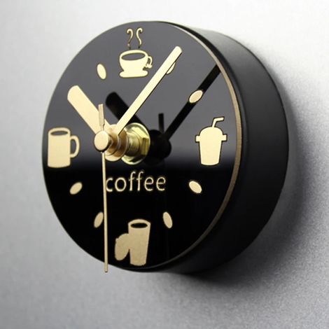 Horloge murale magnétique personnalisée pour réfrigérateur, petite montre « Café », horloge murale de cuisine (1/5)