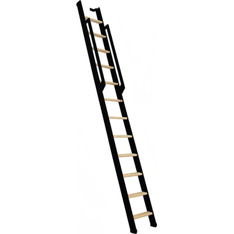 Scala da soppalco pieghevole nera 8 gradini - Altezza d'accesso 1.99m - Larghezza 36cm - STRONG-200 (1/5)
