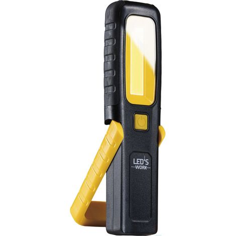 LED's Work 700330 LED Arbeitsleuchte, Werkstattlampe Taschenlampe Magnetfuß, 360° Haken, ABS Gummi, 6500K, 3W, 300 Lumen, 233mm, ohne Batterien