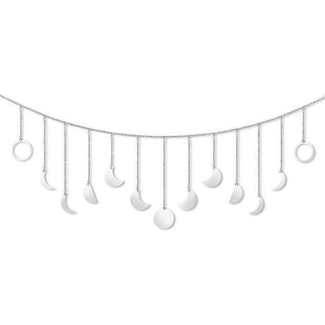 Guirlande murale lune, style bohème, décoration intérieure, ornements artistiques pour chambre, salon, bureau, cadeau de Noël, argenté, 2 pièces-Style KK