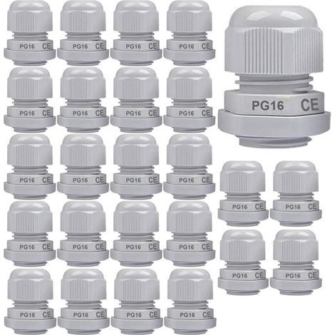 25 Kabelverschraubungen, PG16, PP-Kunststoff, IP68 wasserdicht, M22x1,5, weiß, für 8,5–14 mm Kabel (1/5)