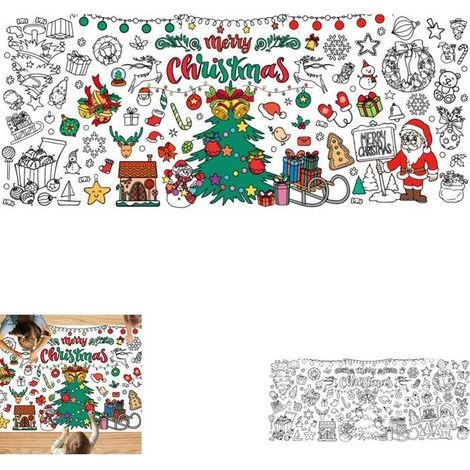 Giant Christmas Coloring Tablecloth for Kids - Rectangular Paper Decoration (180x76 cm) with Christmas Tree