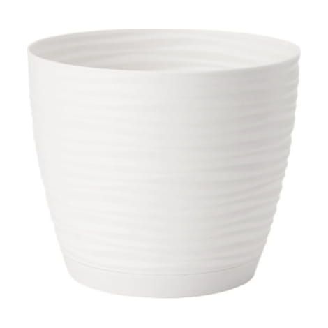 Pot de fleurs avec support, plastique, blanc, 12,7 x 11,8 cm