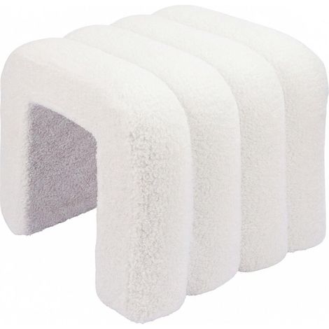 Square Plush Footstool - Teddy Fabric, Padded Seat (1/5)