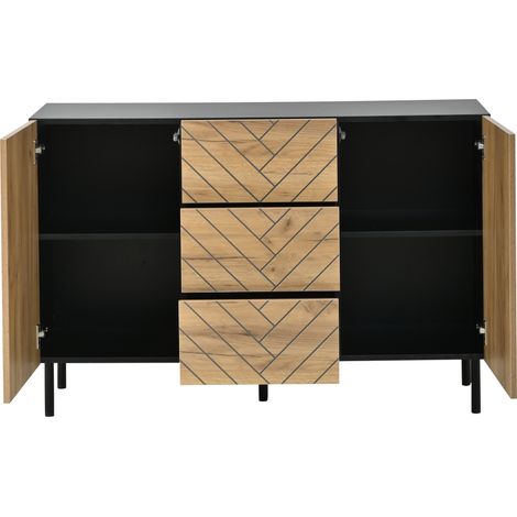 Aparador de 120 x 40 x 76 cm en tablero de partículas con 3 cajones y 2 armarios (1/5)
