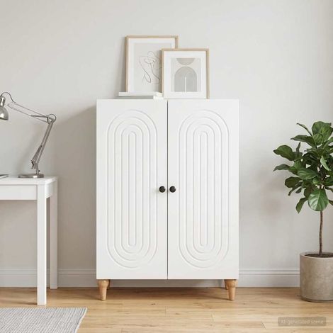 Buffet blanc 2 portes avec étagères en bois d’ingénierie 66 x 34,5 x 90 cm - PANGIVO (1/5)