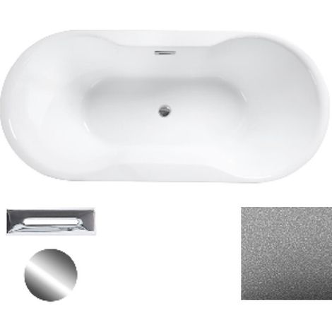 Baignoire îlot chrome Glam avec bonde chrome NAVIA 160x80 (1/2)
