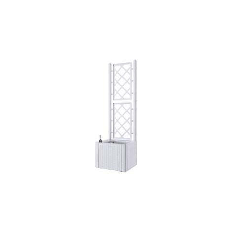 FIORIERA NATURAL DELUXE BIANCA QUADRA CON SPALLIERA  cm.43x43x142h. lt.35    STEFANPLAST