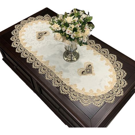 1 Nappe ovale, motif elliptique, dentelle décorative, pour table basse, salle à manger (1/5)