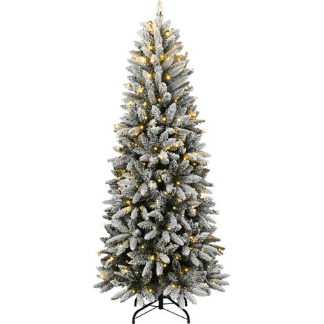 Sapin de Noël  Arbre de Noël artificiel 150 LED et neige floquée 150 cm (1/5)