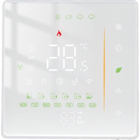 Thermostat intelligent pour maison, chauffe-eau écoénergétique 5A, thermostat numérique WiFi 95-240 V CA, blanc (1/5)