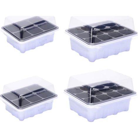 4pièces Bac à Semis avec Couvercles Transparents Plateaux De Culture Et Cellules Boîte De Germination Légère pour Jardinage Et Propagation De Graines (1/4)
